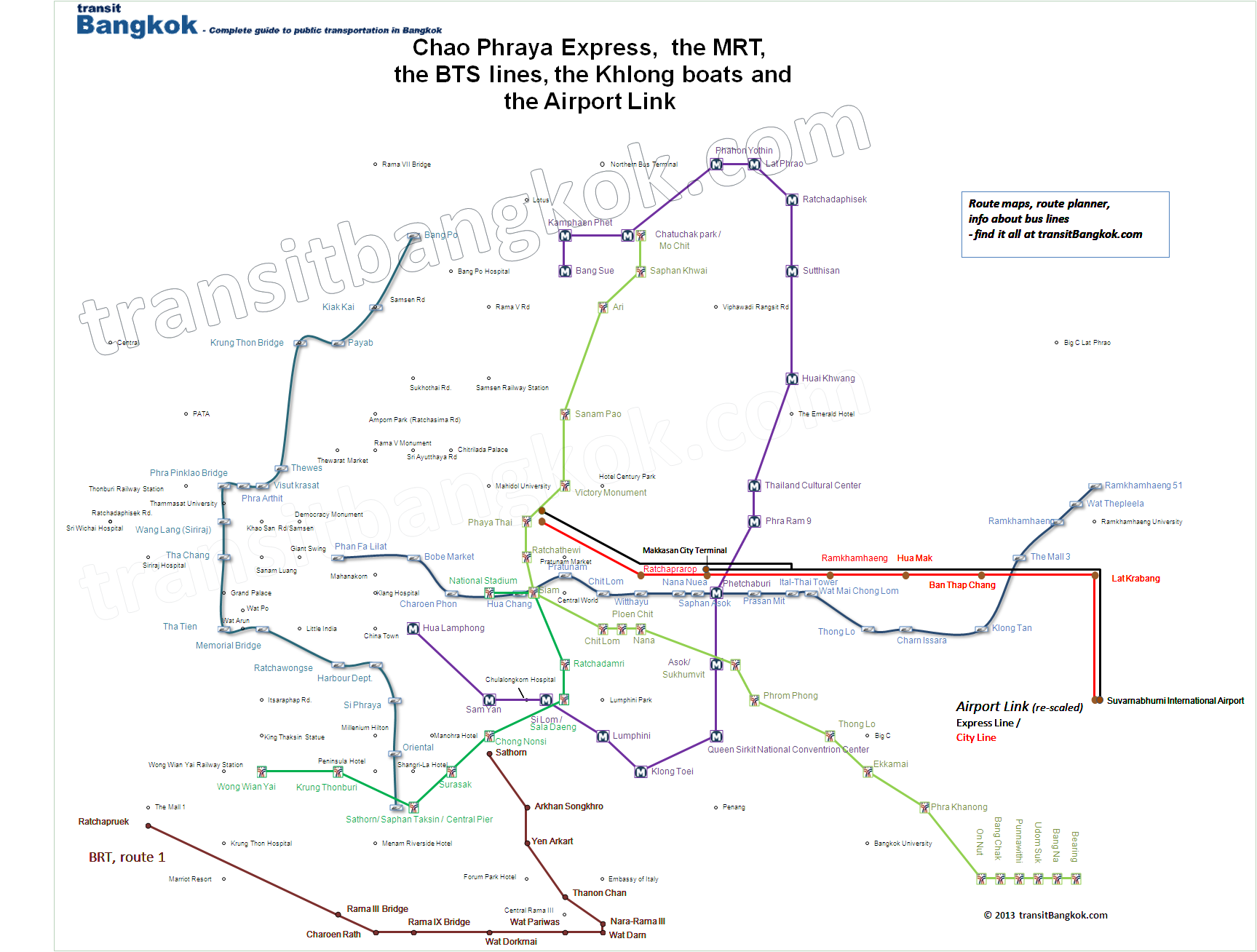 Схема метро и метробуса Бангкока